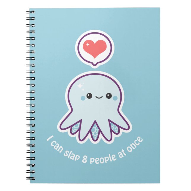 Caderno Espiral Polvo do azul de Kawaii (Frente)