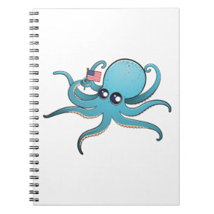 Caderno Espiral Polvo segurando a bandeira americana