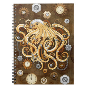 Caderno Espiral Polvo Steampunk Retro Fantasia Mecânica