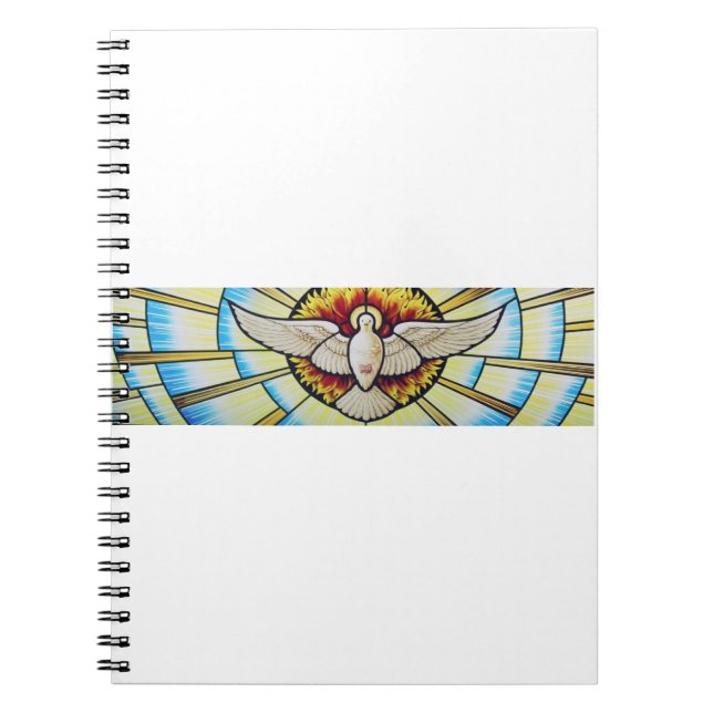 Caderno Espiral Pomba do Espírito Santo em vitral (Frente)
