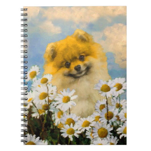 Caderno Espiral Pomerânia em Pintura de Dísias - Arte de Cachorro  (Frente)