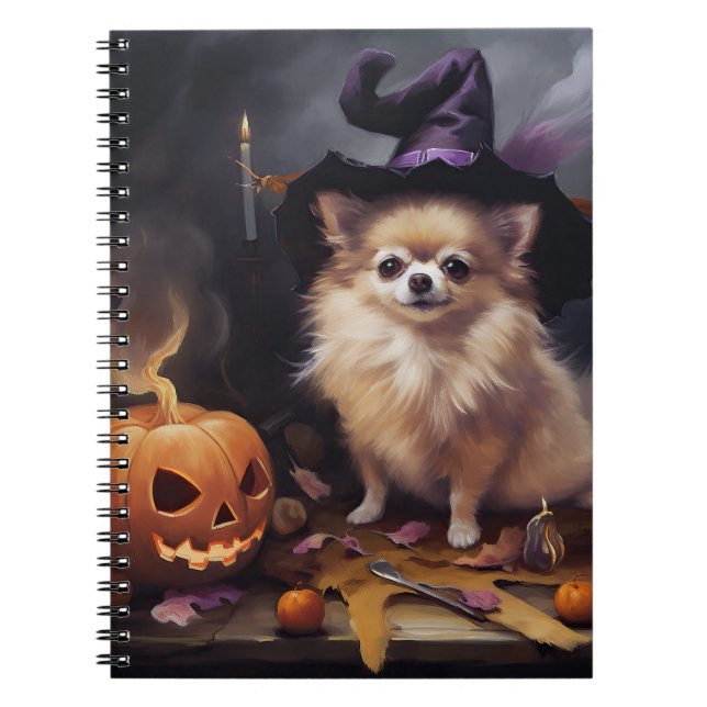 Caderno Espiral Pomerânia Pumpkins Halloween Ascariado (Frente)