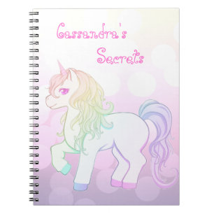 Caderno Espiral Pônei colorido do unicórnio do kawaii arco-íris