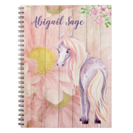 Caderno Espiral Pôneo Bonito Personalizado e Flores de Margarida