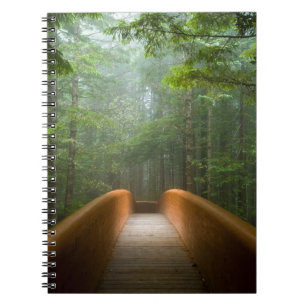 Caderno Espiral Ponte da floresta da sequóia vermelha