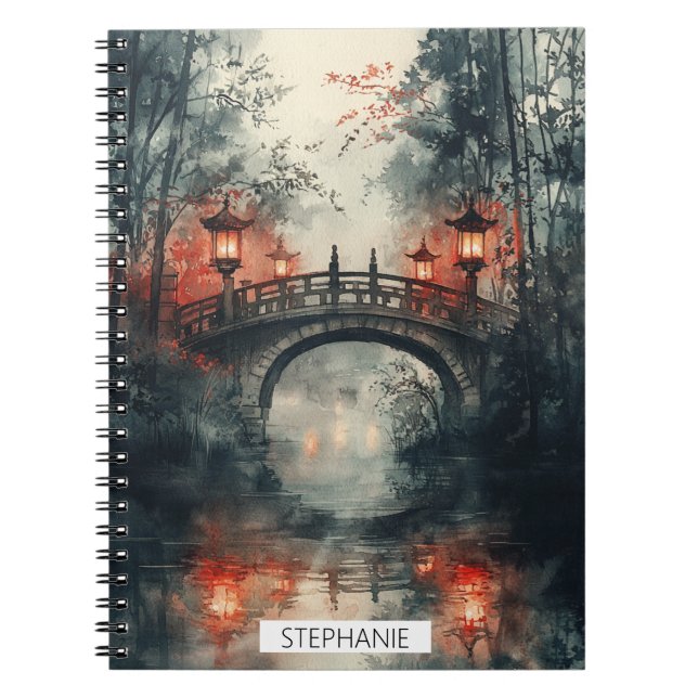 Caderno Espiral Ponte da Lanterna Aquarela ao Luar (Frente)