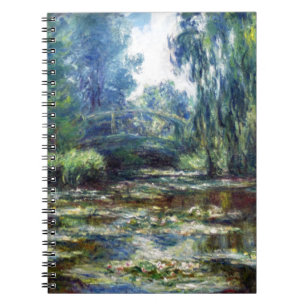Caderno Espiral Ponte de Claude Monet sobre a lagoa do lírio de