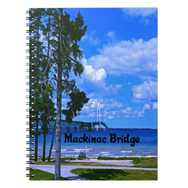 Caderno Espiral Ponte de Mackinac Michigan (Frente)