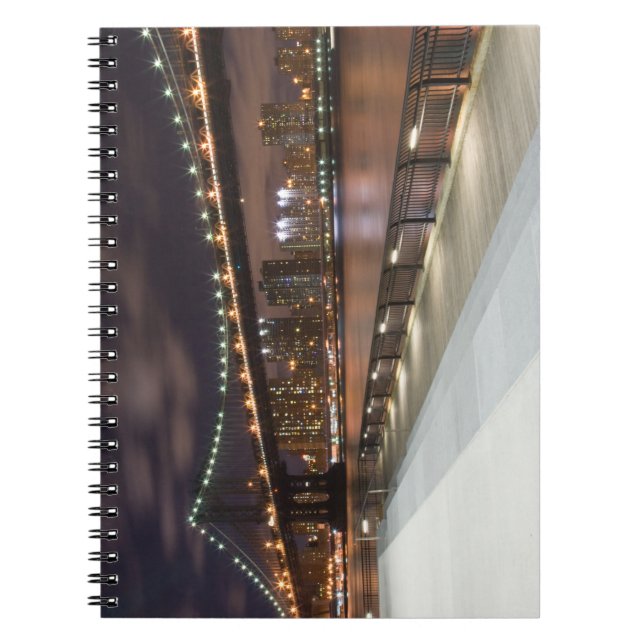 Caderno Espiral Ponte de Manhattan e skyline de NYC (Frente)