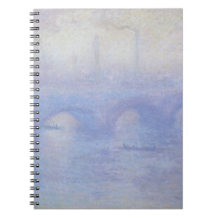 Caderno Espiral Ponte de Waterloo pela arte do impressionismo de