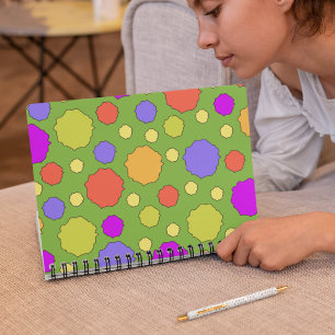 Caderno Espiral Ponto geométrico brilhante e ousado Retro