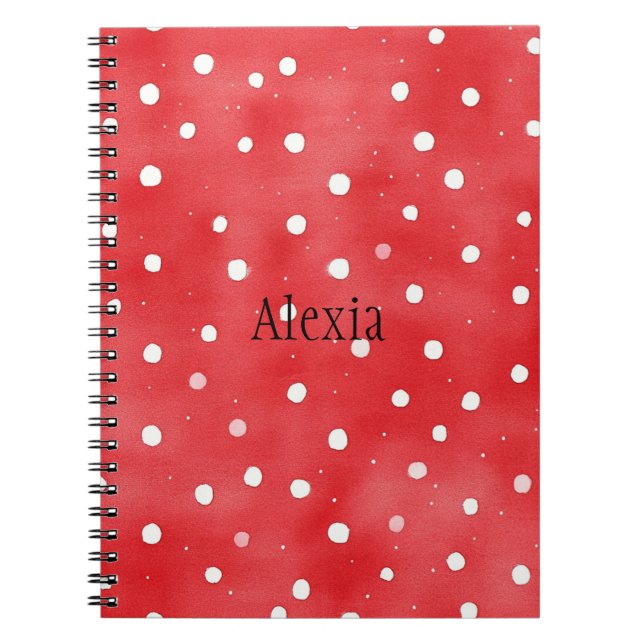 Caderno Espiral Pontos Brancos Vermelhos (Frente)