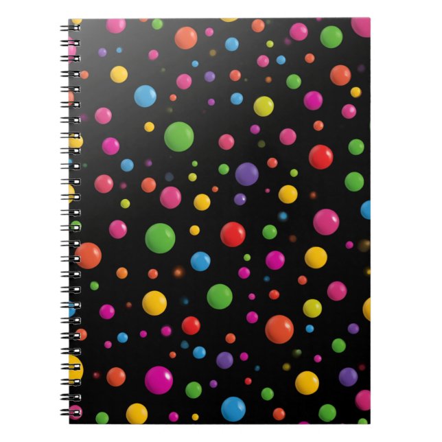 Caderno Espiral Pontos Coloridos Brilhantes (Frente)