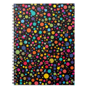 Caderno Espiral Pontos Coloridos Brilhantes