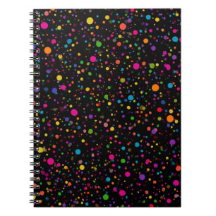 Caderno Espiral Pontos Coloridos Brilhantes