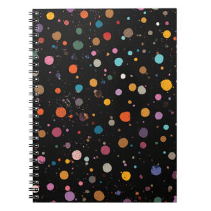Caderno Espiral Pontos Coloridos Brilhantes