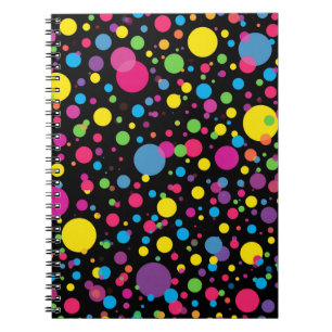 Caderno Espiral Pontos Coloridos Brilhantes