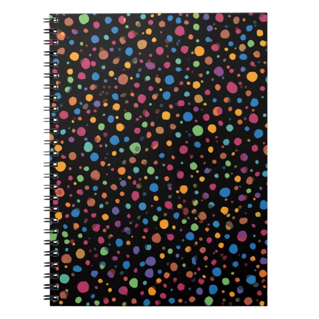 Caderno Espiral Pontos Coloridos Brilhantes (Frente)