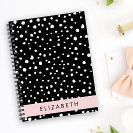 Caderno Espiral Pontos Dalmáticos, Pontos, Preto e Branco, Seu Nom