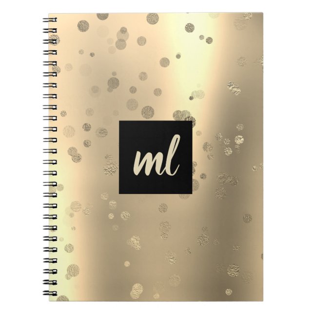 Caderno Espiral pontos de confete de ouro moderno na moda (Frente)