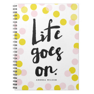 Caderno Espiral Pontos de Confetti Cor-de-Rosa e Amarelo A Vida En