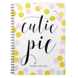Caderno Espiral Pontos de Confetti Rosa e Amarelo Cutie Caligrafia