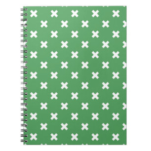 Caderno Espiral Pontos de cruz brancos em verde