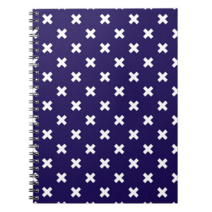 Caderno Espiral Pontos de cruz brancos no azul-marinho