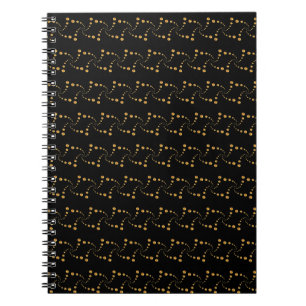 Caderno Espiral Pontos Giratórios Dourados Elegantes em Preto