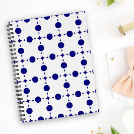 Caderno Espiral Pontos Polka Azul Marinho, Padrão de Pontos Polka