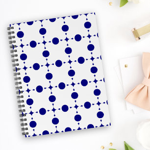 Caderno Espiral Pontos Polka Azul Marinho, Padrão de Pontos Polka