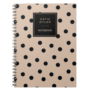 Caderno Espiral Pontos pretos elegantes no bege