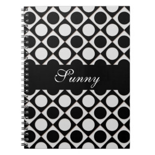 Caderno Espiral Pontos & quadrados / branco preto + suas ideias