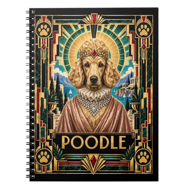 Caderno Espiral Poodle, Cão Art Déco (Frente)