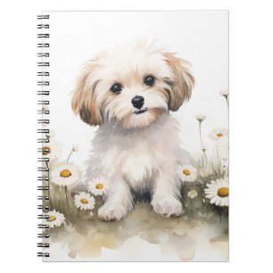 Caderno Espiral Poodle De Aquarelas Em Disias