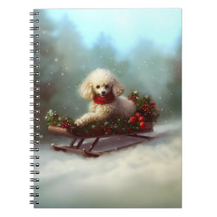 Caderno Espiral Poodle Natal neve inverno