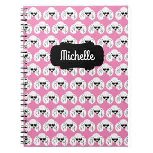 Caderno Espiral Poodle Pattern Cute Pink