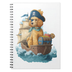 Caderno Espiral Poodle Pirata � Cachorro Marinho Engraçado
