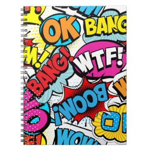 Caderno Espiral Pop Art Comic: Padrão Retro Invisível
