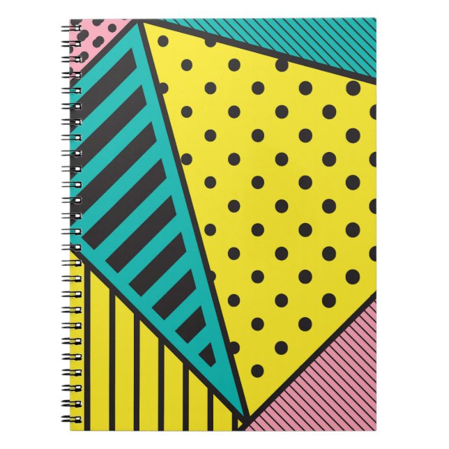 Caderno Espiral Pop art, geométrico, negros (Frente)
