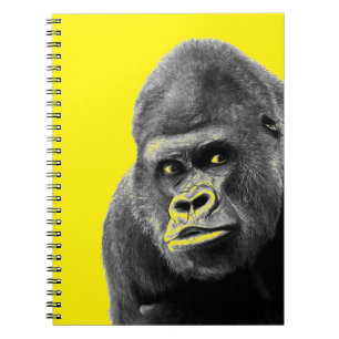Caderno Espiral Pop Art Gorilla Cinza Amarela