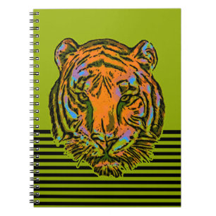 Caderno Espiral Pop Art TIGER HEAD + seu backgr. & ideias