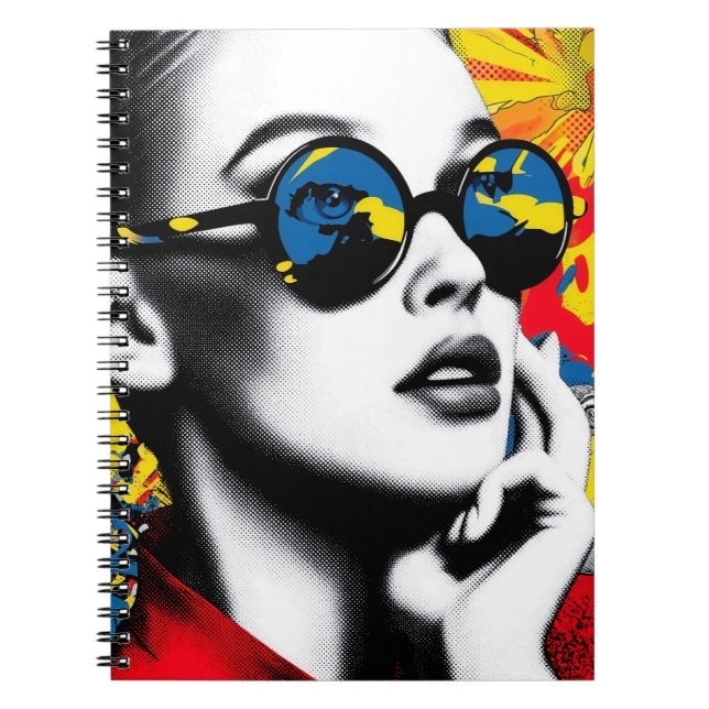 Caderno Espiral Pop art woman with sunglasses (Frente)