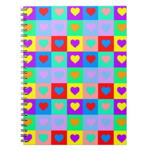 Caderno Espiral Pop de Arte com Padrão Coral Colorido