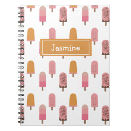 Caderno Espiral Pop De Gelado De Kawaii Cute Monograma Lolly Rosa