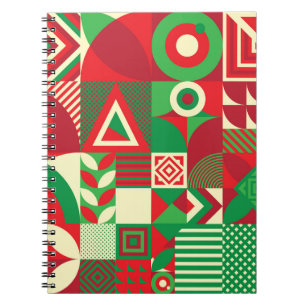 Caderno Espiral Pop geométrico: Azulejos Abstratos coloridos.