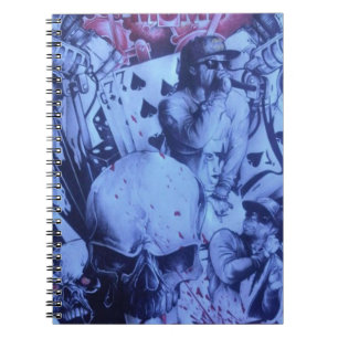 Caderno Espiral Pop Músicos Impressão de Arte Roxo Azul