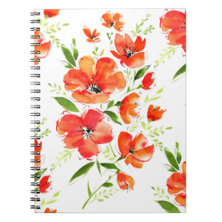 Caderno Espiral Pópias Laranja Gentil Padrão de Aquarela