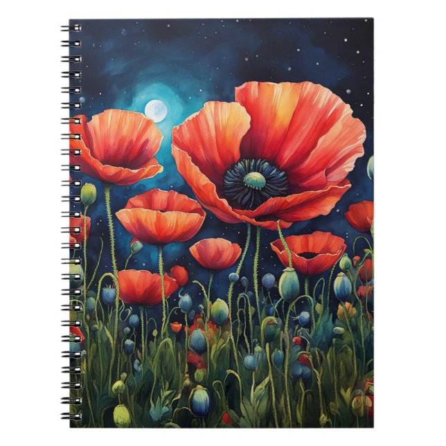 Caderno Espiral Poppies lunáticos (Frente)