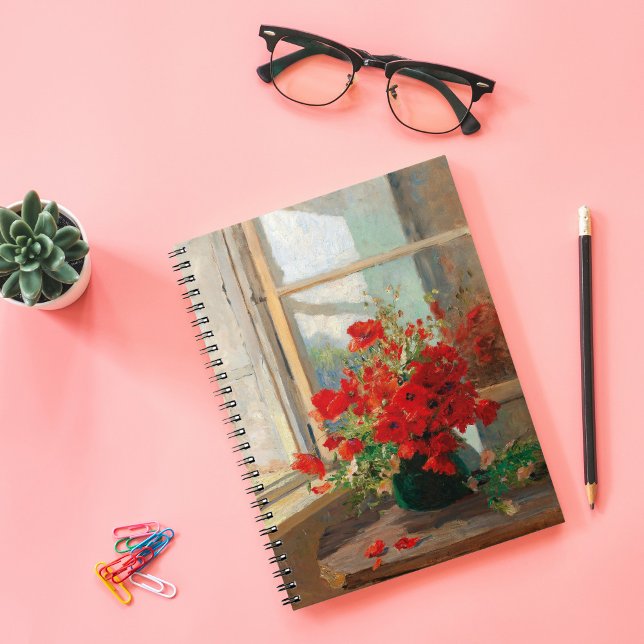 Caderno Espiral Poppies pela janela | Olga Wisinger-Florian (Criador carregado)